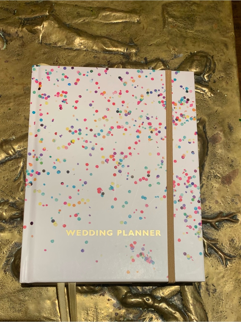Confetti White Wedding Planner Hardcover with Gold Elastic